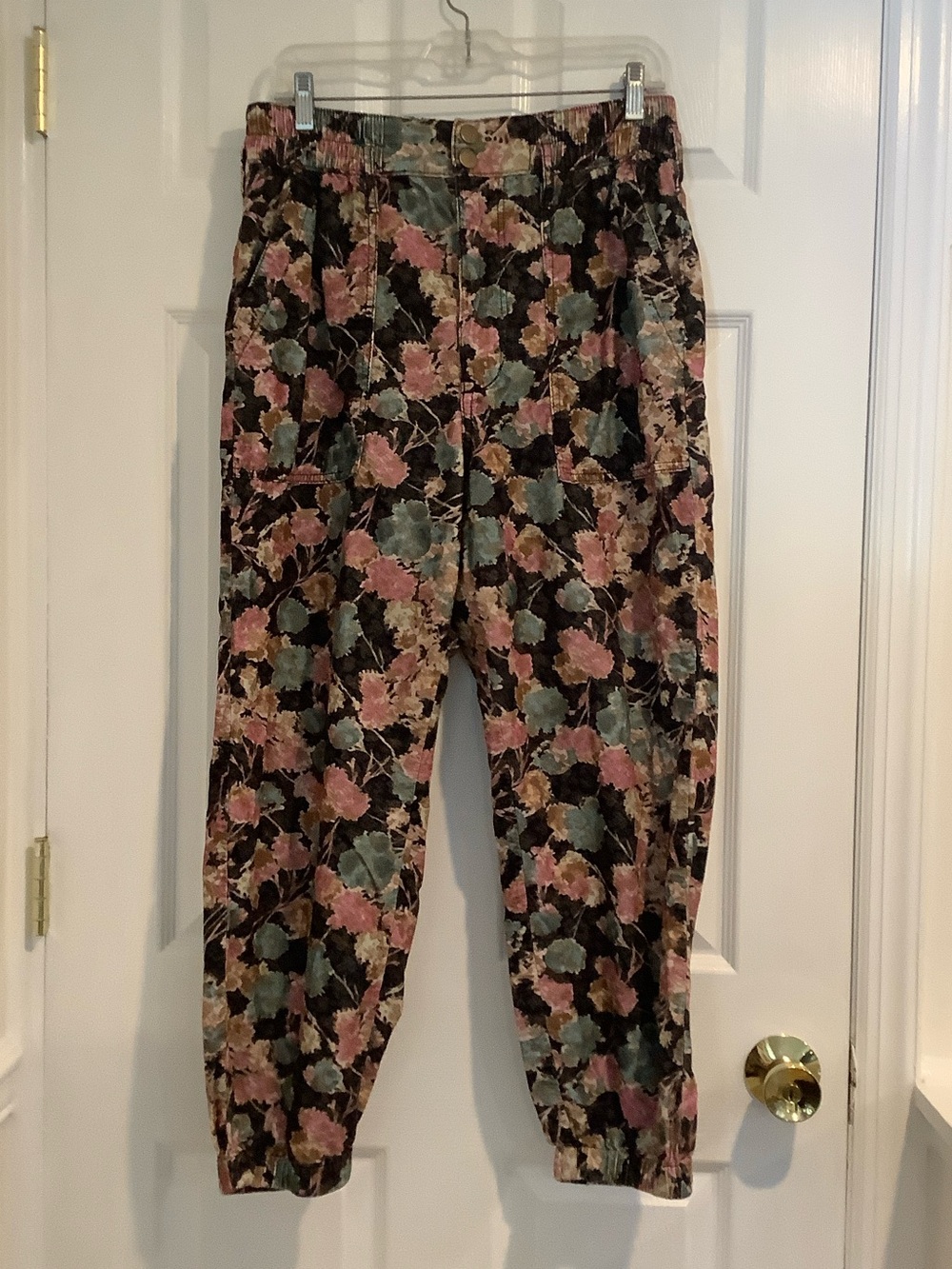 ANTHROPOLOGIE Anisa 100% Cotton Floral Baggy Corduroy Fall BTS Joggers Pants M